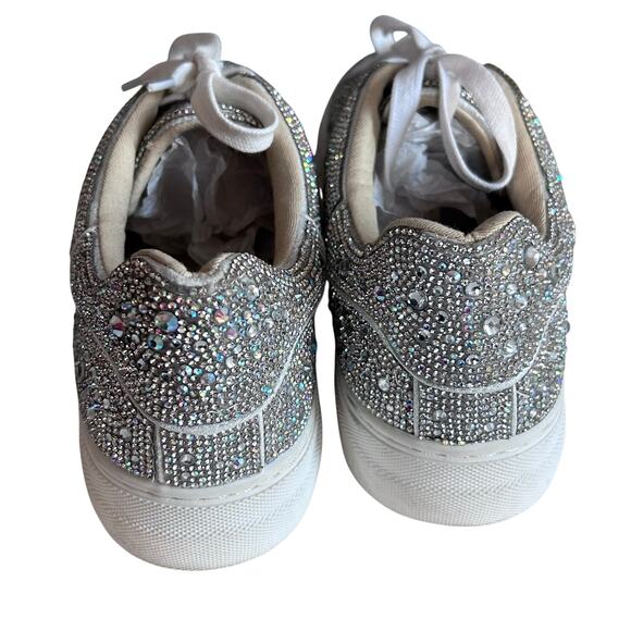 Betsy Johnson sneakers size 8.5 Sidny platform sparkle rhinestone metallic gray - Picture 7 of 13